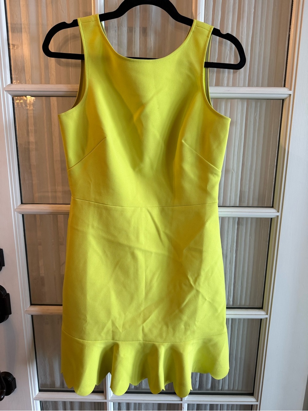 J.Crew Women's Size 2 Bright Yellow Scallop-Hem Sleeveless Shift Dress